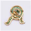 Image 4 : Vintage 18K Yellow Gold Ribbon Brooch with Emeralds & Diamonds