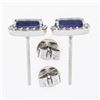 Image 2 : 18k White Gold 3.38 ctw Rectangular Step Cut Amethyst & Diamond Halo Stud Earrin