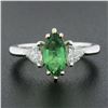 Image 3 : NEW Plat. & 18k Gold GIA Marquise Green Emerald w/ Trillion Diamond 3 Stone Ring