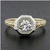 Image 2 : Antique 14k TT Gold .40 ctw Old European Cut Diamond Solitaire Engagement Ring