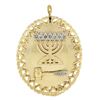 Image 1 : Vintage Gold 0.15 ctw Diamond Fluted Detailed Menorah Pin Brooch Pendant