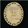 Image 2 : Vintage Gold 0.15 ctw Diamond Fluted Detailed Menorah Pin Brooch Pendant