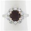Image 2 : New Platinum & 14K Rose Gold 3.07 ctw GIA Round Ruby Diamond Halo Cocktail Ring