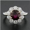 Image 3 : New Platinum & 14K Rose Gold 3.07 ctw GIA Round Ruby Diamond Halo Cocktail Ring