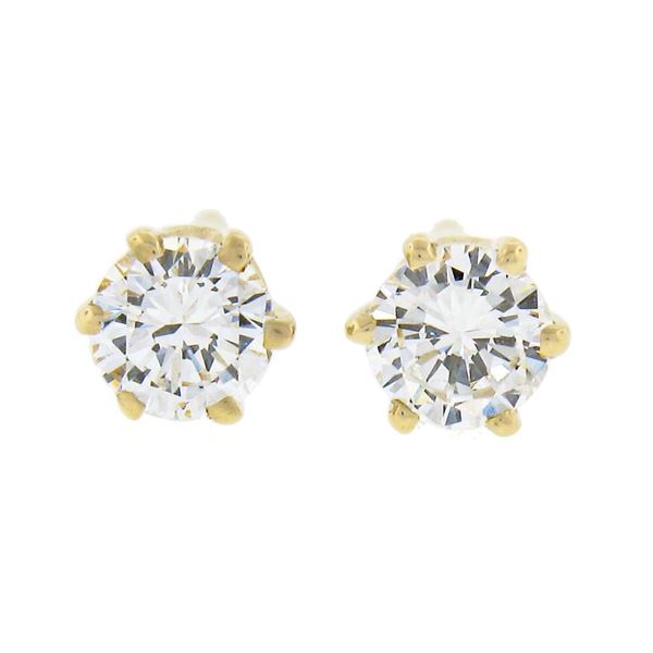 NEW Classic 14k Yellow Gold 0.31 ctw Round 6-Prong Diamond Petite Stud Earrings