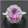 Image 8 : Platinum 5.64 ctw GIA Oval Pink Sapphire & Diamond Halo Engagement Cocktail Ring