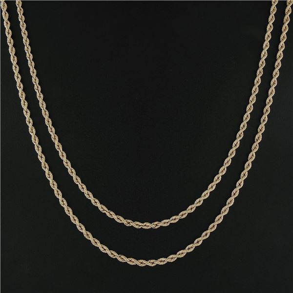 Classic Yellow Gold 46" 4mm Thick Layerable Rope Link Chain Necklace