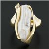 Image 2 : Vintage Sterllman 14k Yellow Gold Baroque Pearl w/ Diamond Free Form Ring