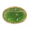 Image 4 : Vintage Floral Carved Jade Pin Brooch Pendant w/ Yellow Gold Twisted Wire Frame