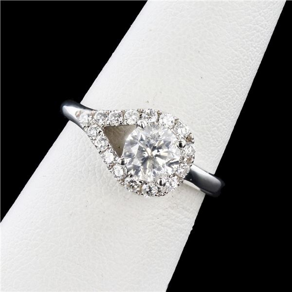 1.01 ctw G COLOR SI3 CLARITY CENTER Diamond 18K White Gold Ring (1.34 ctw Diamon