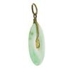 Image 1 : Antique 9K Gold Round Light Green Jade w/ Floral Center Medallion Disc Pendant