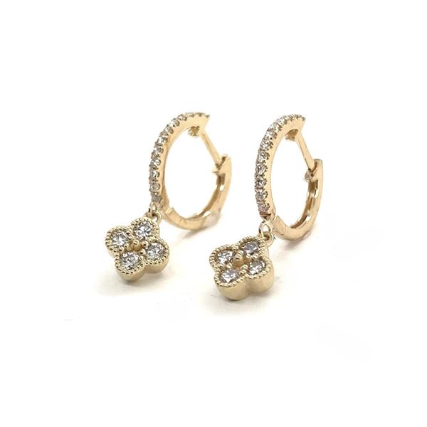 14kt YG Dia Clover Dangle Earrings