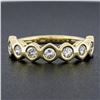 Image 2 : New 18K Gold 0.58 ctw Round Burnish Set Diamond Stackable Hexagon Shape Band Rin