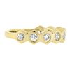 Image 5 : New 18K Gold 0.58 ctw Round Burnish Set Diamond Stackable Hexagon Shape Band Rin