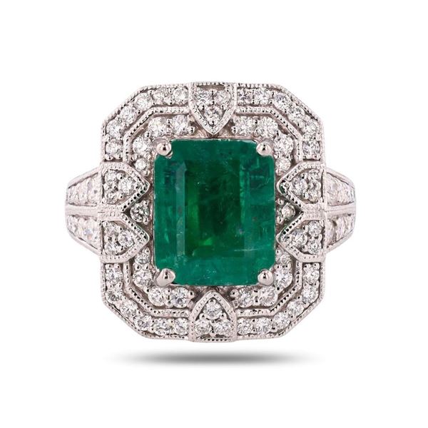 3.92 ctw Emerald and 0.85 ctw Diamond Platinum Ring (GIA CERTIFIED)