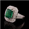Image 2 : 3.92 ctw Emerald and 0.85 ctw Diamond Platinum Ring (GIA CERTIFIED)