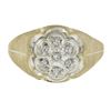 Image 4 : Men's 10K Two Tone Gold 0.10 ctw Single Prong Diamond Matte Finish Cluster Ring
