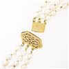 Image 6 : 3 Strand 4-4.5mm Cultured Pearl Necklace w/ 14k Yellow Gold Wide Filigree Clasp