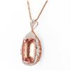 Image 2 : 59.80 ctw Morganite and 1.72 ctw Diamond 14K Rose and White Gold Pendant