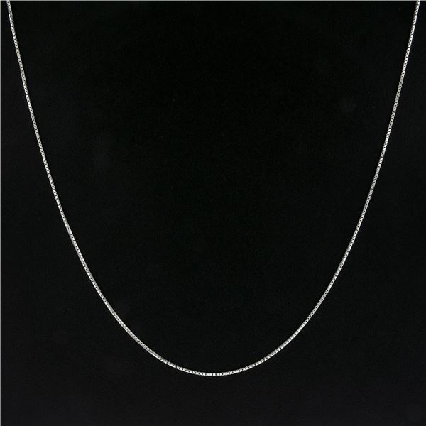 Estate Solid 14K White Gold 20" Long 1.3mm Polished Box Link Chain Necklace