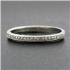 Image 2 : Antique 18k White Gold Detailed Wheat Work w/ Milgrain Sides Stack Band Ring