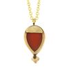 Image 5 : Antique 14k Yellow Gold Pear Cabochon Carnelian & Seed Pearl Pendant w/ Chain