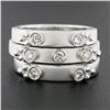 Image 2 : (3) New 14K Gold Puzzle Matte Finish Stack Band Rings W/ 0.46 ctw Bezel Diamonds