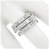 Image 3 : (3) New 14K Gold Puzzle Matte Finish Stack Band Rings W/ 0.46 ctw Bezel Diamonds