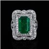 Image 1 : 5.37 ctw Emerald and 1.52 ctw Diamond Platinum Ring (GIA CERTIFIED)