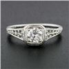 Image 2 : Antique Edwardian Platinum 0.47 ctw Old European Diamond Filigree Engagement Rin