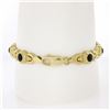 Image 2 : Vintage Solid 14k Yellow Gold Round Bezel Set Black Onyx Geometric Link Bracelet