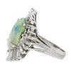 Image 6 : Vintage White Gold Oval Cabochon Opal & Diamond Ballerina Halo Cocktail Ring