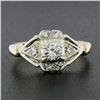 Image 1 : Vintage Keepsake 14k Two Tone Gold 0.36 ctw Diamond Open Work Geometric Ring