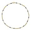 Image 3 : Vintage 18k Gold 4.8mm Pearl & Blue Enamel Bead on Textured Wheat Chain Necklace