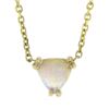 Image 2 : New 14k Gold Trillion Cabochon Opal Pendant w/ Adjustable 16" or 18" Cable Chain