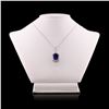 Image 3 : 9.22 ctw Tanzanite and 0.85 ctw Diamond Platinum Pendant (GIA CERTIFIED)