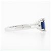 Image 5 : New Platinum 1.71 ctw GIA Emerald Cut Diamond & Sapphire 3 Stone Engagement Ring