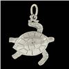 Image 2 : Solid 14K White Gold Detailed Polished Finish Turtle Charm Pendant w/ Bail