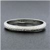 Image 6 : Antique 18K White Gold 2.3mm Engraved Wheat Work Eternity Stackable Band Ring