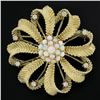 Image 2 : Vintage 14k Yellow Gold 0.28 ctw Diamond & Opal Textured Swirl Flower Pin Brooch