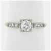 Image 1 : Vintage 14k Gold Palladium .54 ctw Old European Diamond Solitaire Engagement Rin