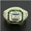 Image 8 : Estate 18k Yellow Gold 6.07 ctw GIA Emerald Cut & Baguette Diamond Engagement Ri