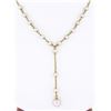 Image 2 : 14K Yellow Gold 3.7-6.3mm Cultured Pearl Dangle Drop Adjustable Chain Necklace