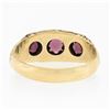 Image 7 : Antique Victorian 14k Gold 1.80 ctw Bezel Rhodolite Garnet Textured Repousse Rin