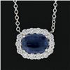 Image 3 : NEW 18k Gold 1.88 ctw GIA Cushion Blue Sapphire Diamond Halo Pendant Necklace
