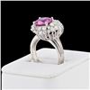 Image 3 : 3.39 ctw Pink Sapphire and 1.54 ctw Diamond Platinum Ring