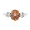 Image 5 : Platinum & 14K Gold AGL Ceylon Orange Sapphire & Diamond 3 Stone Engagement Ring