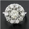 Image 8 : Vintage 14K Gold 1.75 ctw GIA Fiery Round Brilliant Diamond Cluster Platter Ring