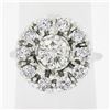 Image 9 : Vintage 14K Gold 1.75 ctw GIA Fiery Round Brilliant Diamond Cluster Platter Ring