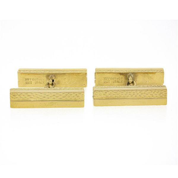 Tiffany & Co. 18k Yellow Gold Textured Polished Geometric Dual Box Men Cufflinks